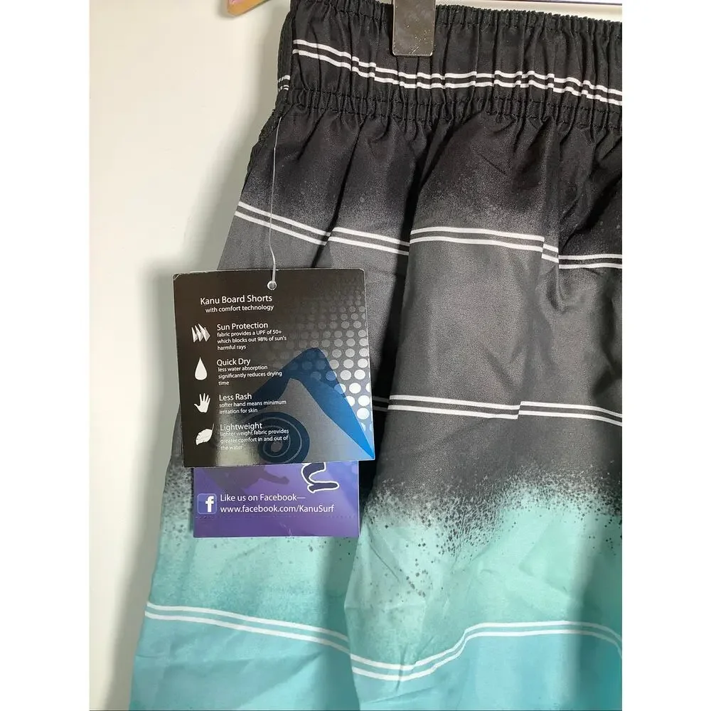 Kanu Surf Men's Medium Black/Aqua Stripped Apollo 9